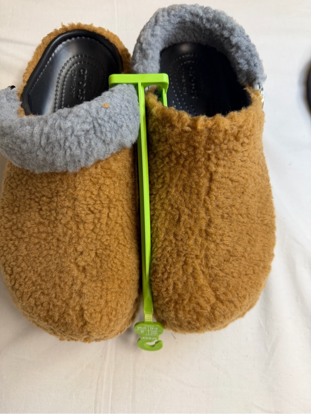 (1242) Kids Cozy Fleece Slippers - Tan with Gray Trim